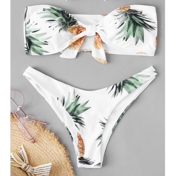 Other - LAST ONE Pineapple Bandeau High Leg Bikini